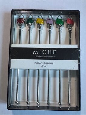 MICHE Colorful Cocktail Drink Stirrers - Set of 6 New in Package